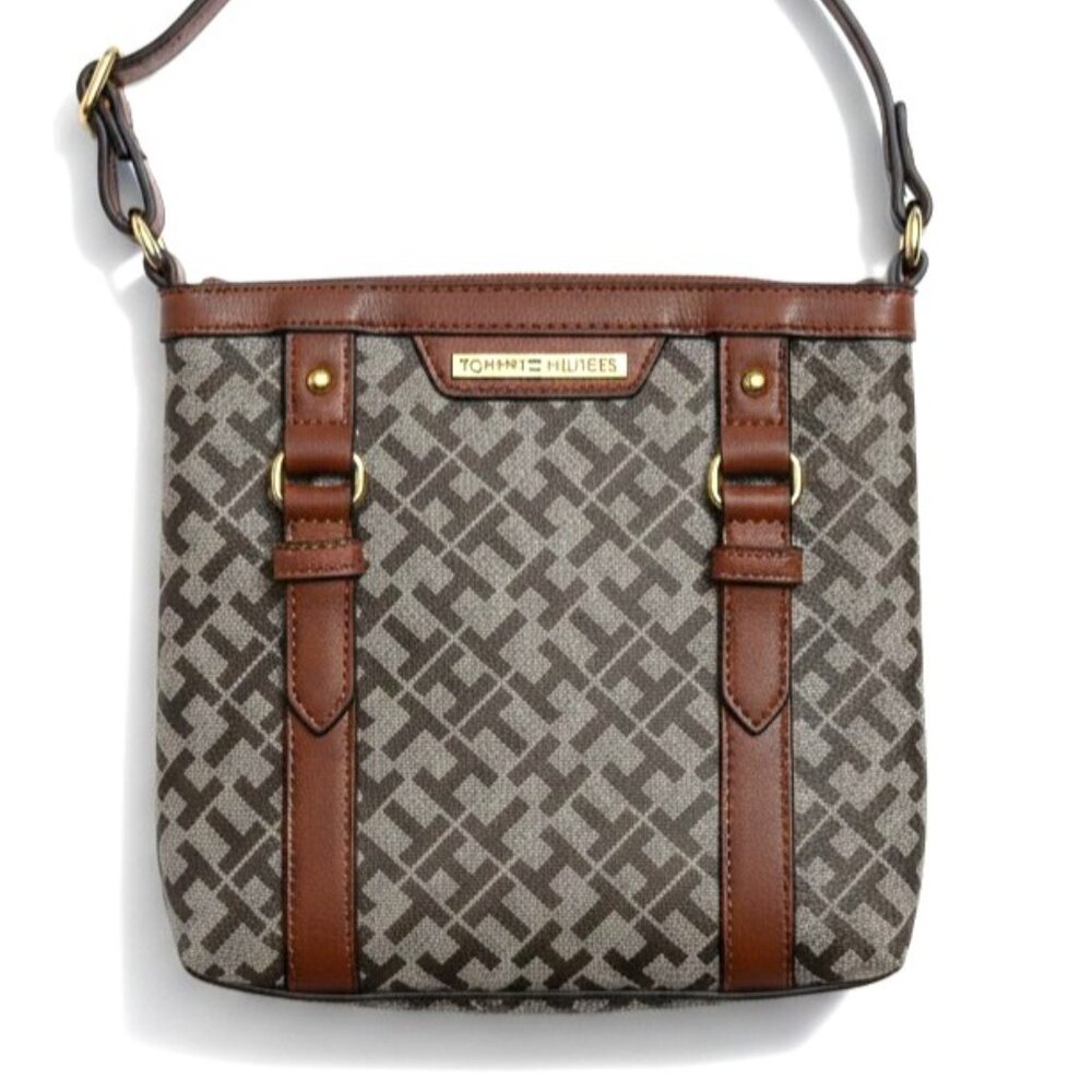 Tommy Hilfiger Brown Patterned Crossbody Shoulder Bag